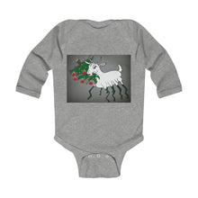 Load image into Gallery viewer, Infant Long Sleeve Bodysuit with child-friendly Spider Goat
