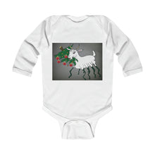 Load image into Gallery viewer, Infant Long Sleeve Bodysuit with child-friendly Spider Goat
