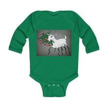 Load image into Gallery viewer, Infant Long Sleeve Bodysuit with child-friendly Spider Goat
